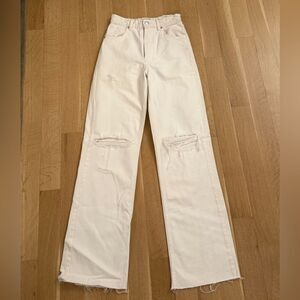 Women's White Distressed Jeans from Zara